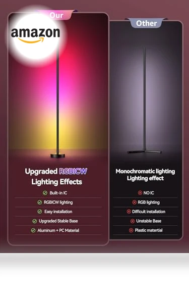 Smart RGBICW LED Corner Floor Lamp — LED, OIYN