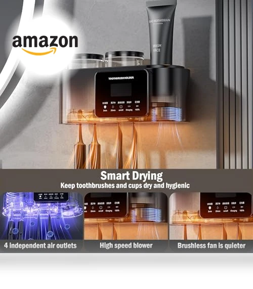 Smart Toothbrush Holder with Drying & Cleaning — Brushes & Holders, WREWING