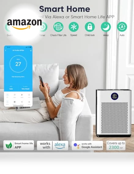 True HEPA Air Purifier with Smart WiFi Control — Activated Carbon Air Purifiers, FRESHDEW