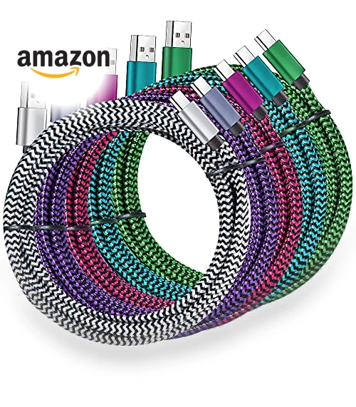 USB Type C Cable, 5 Pack (6FT) Nylon Braided 3A Fast Charging Cord — Charging Solutions, QQLIKE