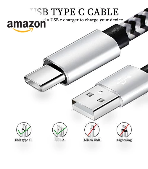 USB Type C Cable, 5 Pack (6FT) Nylon Braided 3A Fast Charging Cord — Charging Solutions, QQLIKE