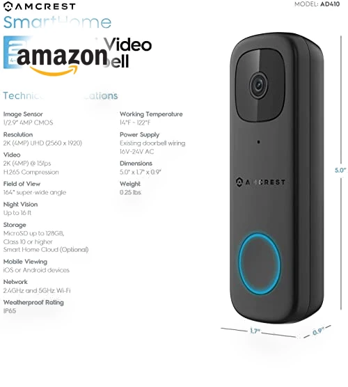 Video Doorbell Camera Pro — Smart Home Security, Amcrest
