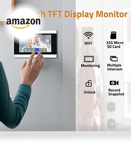 WiFi Video Doorbell Intercom with Monitor System — Smart Home Security, AMOCAM