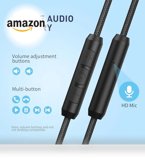 Wired Headphones with Microphone — In-Ear Headphones, AILIHEN