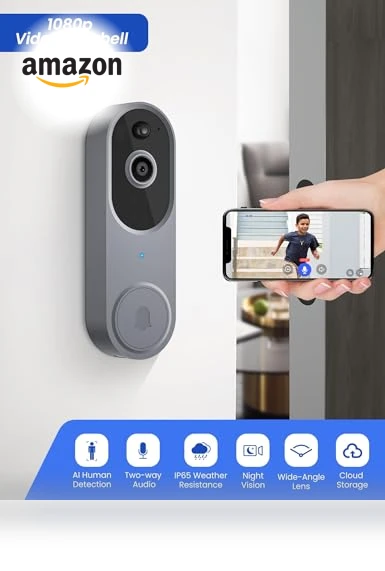 Wireless 1080p Video Doorbell Camera — Smart Home Security, SUNNYJANE
