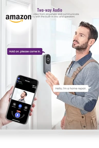 Wireless 1080p Video Doorbell Camera — Smart Home Security, SUNNYJANE