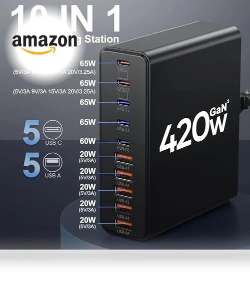 10-Port USB C Charging Station GaN Fast Charger — Chargers, Aexhend