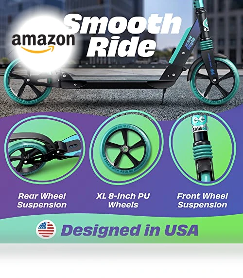 Adjustable Height Folding Scooter with Large Wheels — Push Scooters, SKIDEE
