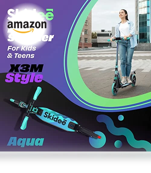 Adjustable Height Folding Scooter with Large Wheels — Push Scooters, SKIDEE