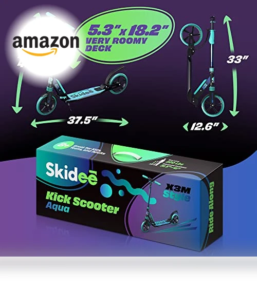 Adjustable Height Folding Scooter with Large Wheels — Push Scooters, SKIDEE