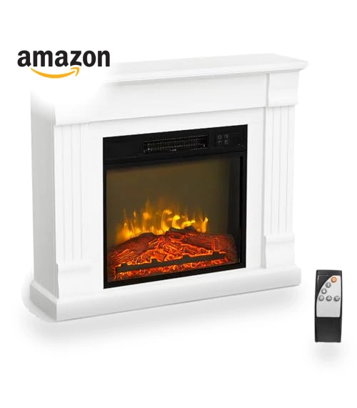 Electric Fireplace with Mantel — Tabletop Fireplaces, ROVSUN