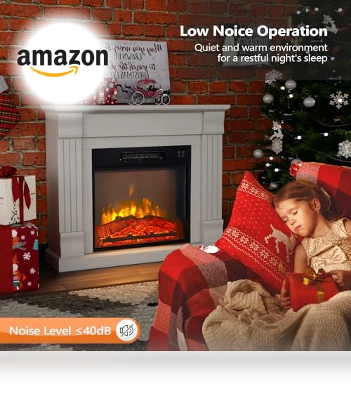 Electric Fireplace with Mantel — Tabletop Fireplaces, ROVSUN