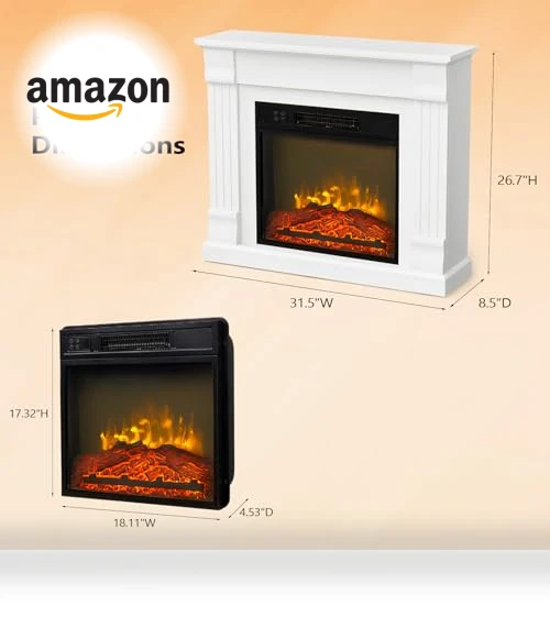 Electric Fireplace with Mantel — Tabletop Fireplaces, ROVSUN