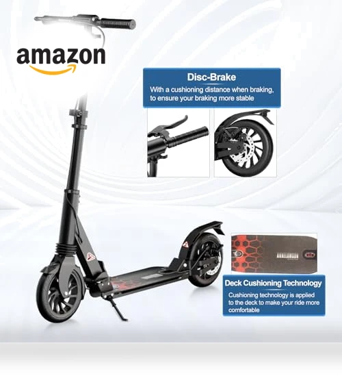 Foldable Scooter with Rear Disc Brake & Dual Shock Absorbers — Push Scooters, Aolorozo
