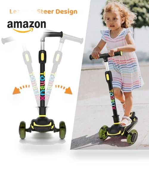 Light Up 3 Wheel Kick Scooter for Kids — Push Scooters, TONBUX