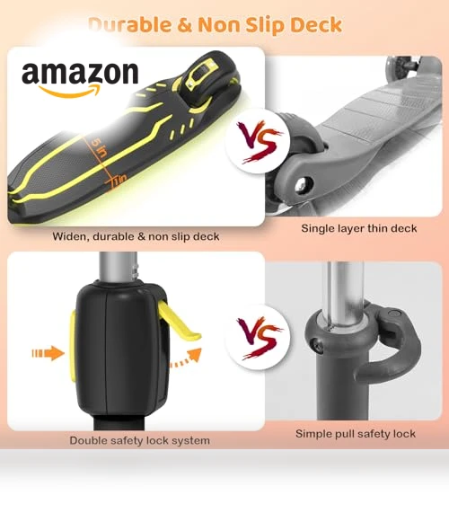 Light Up 3 Wheel Kick Scooter for Kids — Push Scooters, TONBUX