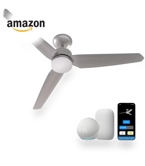 Modern All Seasons Smart Ceiling Fan with LED Lights — Ceiling Fan Wall Controls, Promounts