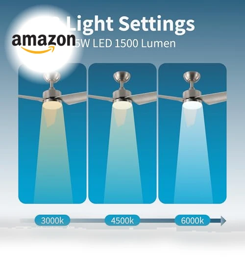 Modern All Seasons Smart Ceiling Fan with LED Lights — Ceiling Fan Wall Controls, Promounts