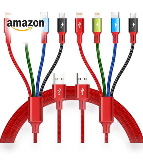 Multi USB Charging Cable 4A, 4-in-1 Braided Charging Cord — Chargers & Cables, Minlu