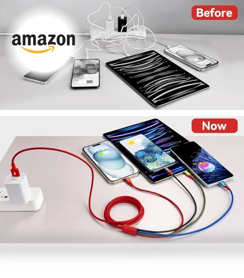 Multi USB Charging Cable 4A, 4-in-1 Braided Charging Cord — Chargers & Cables, Minlu