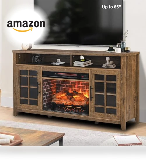 Rustic Fireplace TV Stand with Fireplace Heater — Entertainment Armoires, Innoflame
