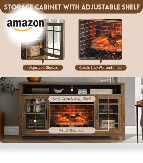 Rustic Fireplace TV Stand with Fireplace Heater — Entertainment Armoires, Innoflame