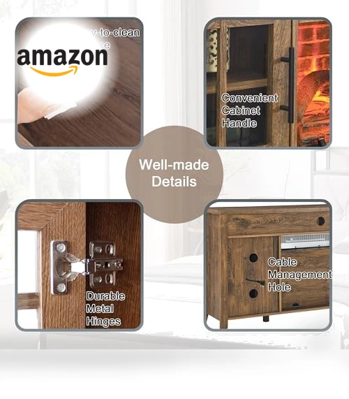 Rustic Fireplace TV Stand with Fireplace Heater — Entertainment Armoires, Innoflame
