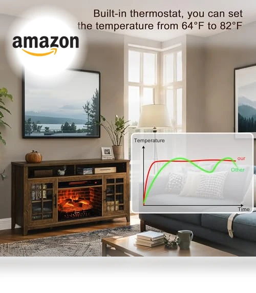 Rustic Fireplace TV Stand with Fireplace Heater — Entertainment Armoires, Innoflame