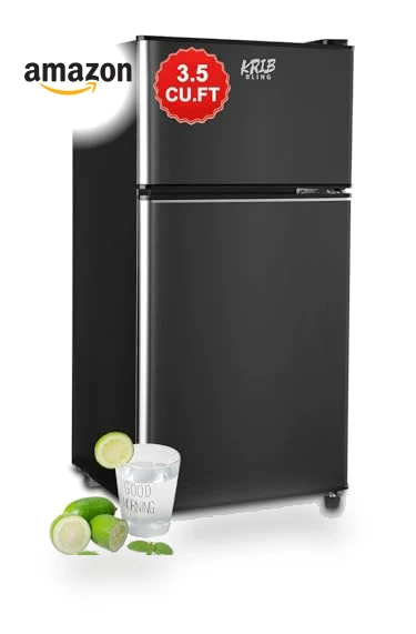 Vintage Double Door Refrigerator with Freezer — Mini Fridges, KRIB BLING