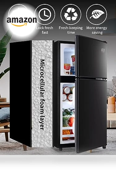 Vintage Double Door Refrigerator with Freezer — Mini Fridges, KRIB BLING