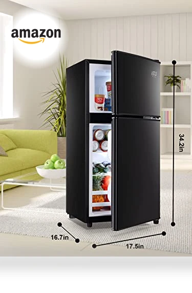 Vintage Double Door Refrigerator with Freezer — Mini Fridges, KRIB BLING