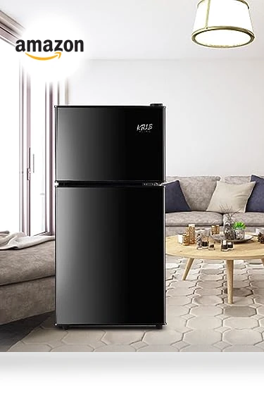 Vintage Double Door Refrigerator with Freezer — Mini Fridges, KRIB BLING