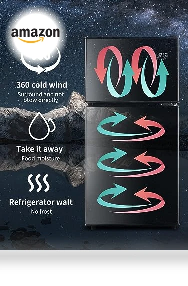 Vintage Double Door Refrigerator with Freezer — Mini Fridges, KRIB BLING