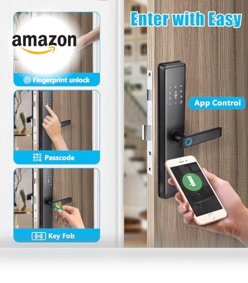 WiFi Smart Door Lock with Handles and Alarm — Smart Home Security, wisuwore