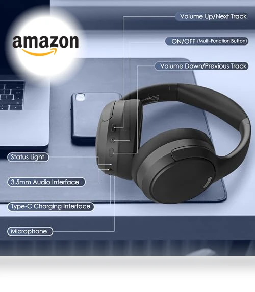 Wireless Over Ear Headphones with HiFi Stereo Microphone — In-Ear Headphones, Pointcinco