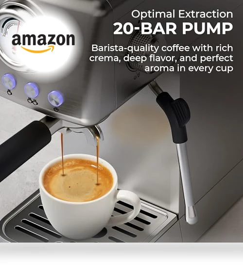 20 Bar Espresso Machine with Premium Accessories & Milk Frothing Steamer — Coffee & Espresso Combos, Kaffè