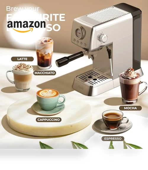 20 Bar Espresso Machine with Premium Accessories & Milk Frothing Steamer — Coffee & Espresso Combos, Kaffè