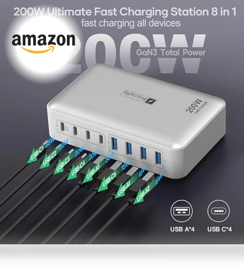 200W Charging Station for Multiple Devices — Chargers & Adapters, Dongguan Zeen Tengxiang Technology Co., Ltd