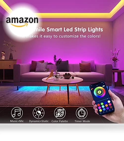 Bluetooth Smart App Control Music Sync Color Changing RGB Led Light Strip — LED, Keepsmile