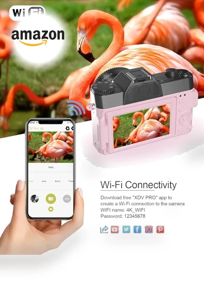 Digital Camera for Photography 4K 56MP Vlogging Camera for YouTube — Mirrorless Cameras, VJIANGER