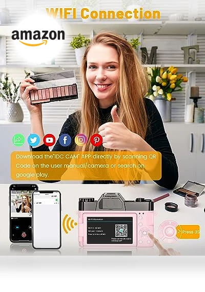 Digital Camera for Photography 4K 56MP Vlogging Camera for YouTube — Mirrorless Cameras, VJIANGER