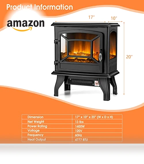 Electric Fireplace Stove — Portable Heating Solutions, Tangkula