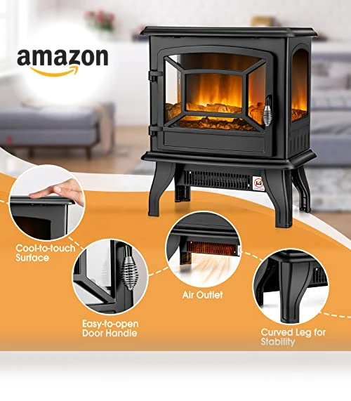 Electric Fireplace Stove — Portable Heating Solutions, Tangkula