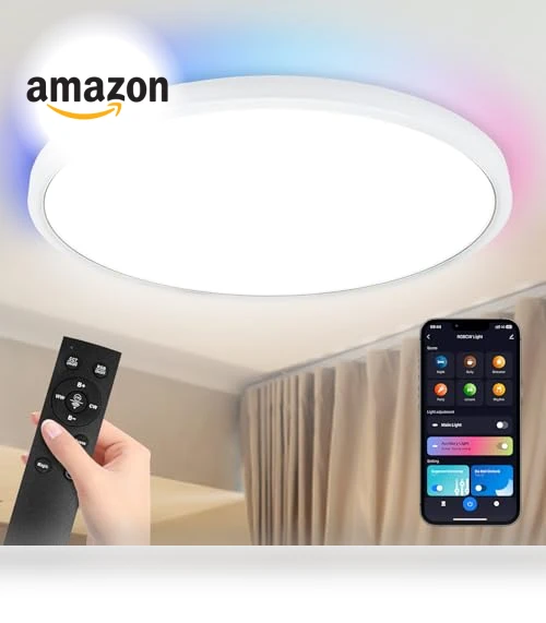 Flush Mount Ceiling Light Fixtures with Remote Control & Night Lights — Close To Ceiling, Highxin