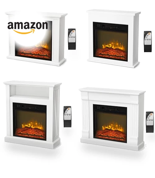 Freestanding Electric Fireplace Stove Space Heater with Realistic Flame — Tabletop Fireplaces, Bonnlo