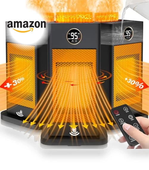Indoor Space Heater with Humidifier and 3D Flame Effect — Portable Heating Solutions, Beautyfan