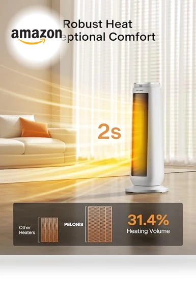 Oscillating Ceramic Tower Space Heater — Portable Heating Solutions, PELONIS