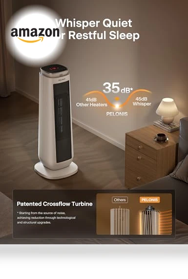 Oscillating Ceramic Tower Space Heater — Portable Heating Solutions, PELONIS