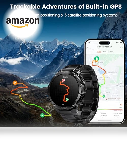 Rugged Smartwatch with GPS and AMOLED Display — Smartwatches, HIDAMEL