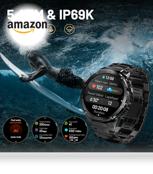 Rugged Smartwatch with GPS and AMOLED Display — Smartwatches, HIDAMEL